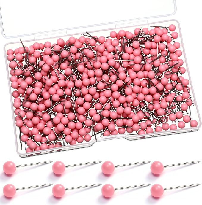 WILLBOND 500 Pack Map Push Pins Map Tacks Small Round Head Push Pins Thumb Tacks