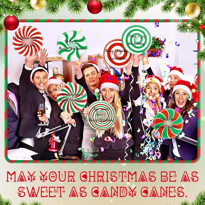 TaoBary 24 Pcs 7.09 Inch Christmas Candyland Peppermint Cutouts Candy Party