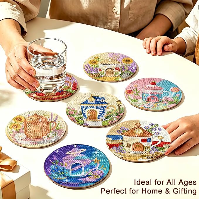 8-Pack Diamond Art Coaster Kit