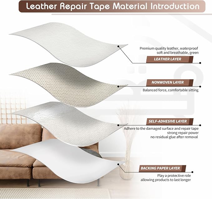 KING MOUNTAIN Leather Repair Patch, 16 x 60 Inches self Adhesive Leather Repair