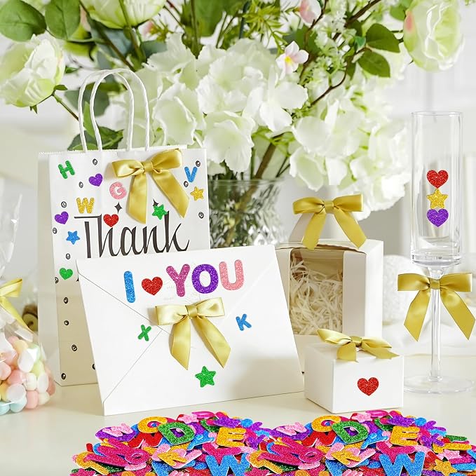 Foam Letter Stickers, 7 Sheets 3D Glitter Alphabet Stickers