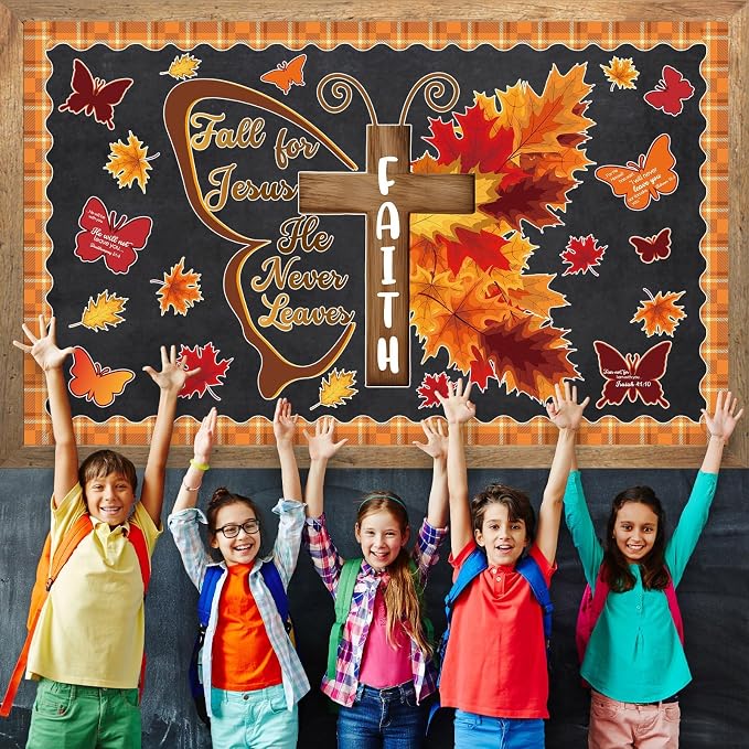 Religious Fall Bible Butterfly Bulletin Board Set Fall