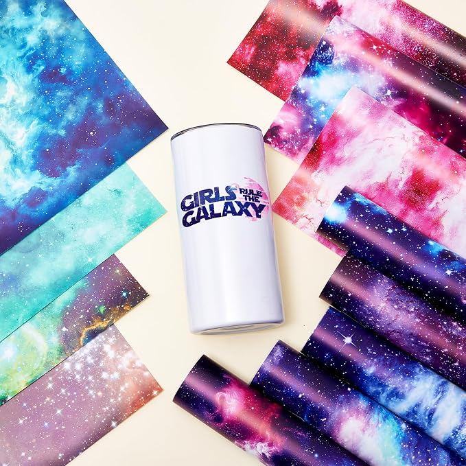 Night Galaxy Starry Permanent Adhesive Vinyl 12 Sheets 12'' x 10'' | Celestial