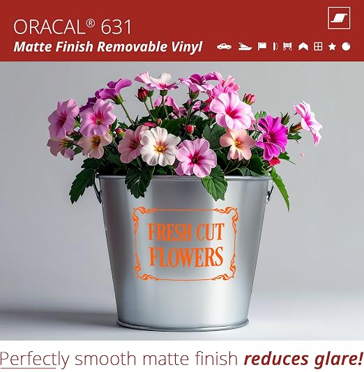 ORACAL 631 Matte Pastel Orange Vinyl Durable Roll Easy to Weed Permanent