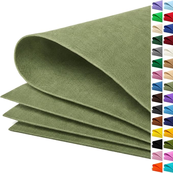 Sage Green Large Felt Fabric 36" x 36", 1mm Stiff Felt Sheet, Nonwoven Fabric