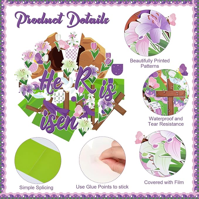 Supervitae 86 Pcs Christian Easter Bulletin Board Decorations Set Religious