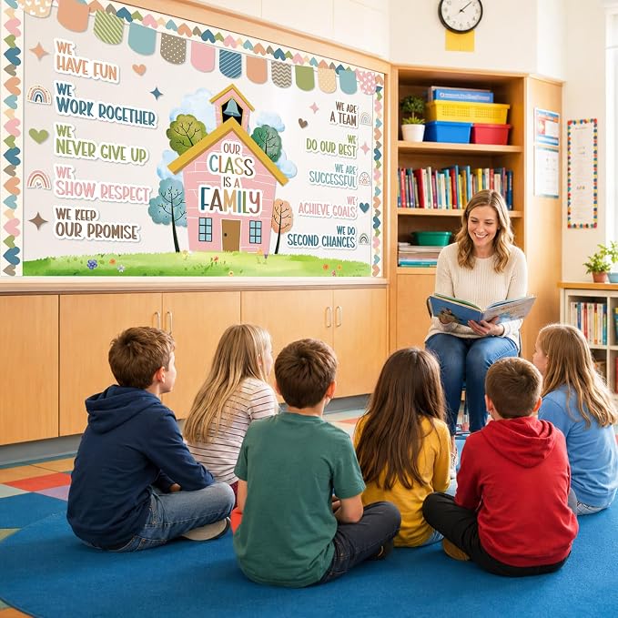 Motivational Bulletin Board Classroom Decoration Boho Our Class is A Family