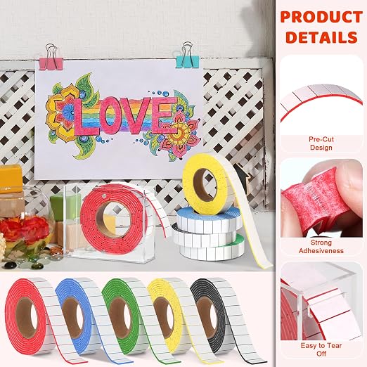 5 Roll Double Sided Foam Tape for Crafts