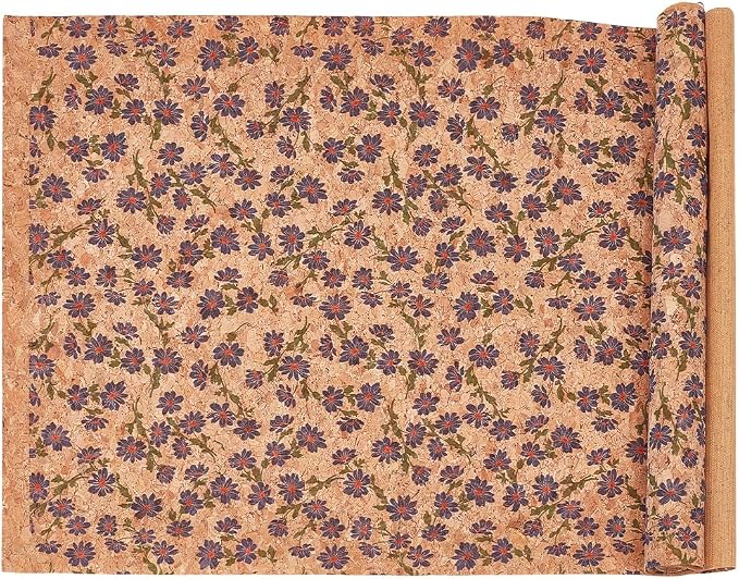1.51 Yards 12.99 Inch Camel Synthetic Cork Leather Fabrics by the Yard Flowers