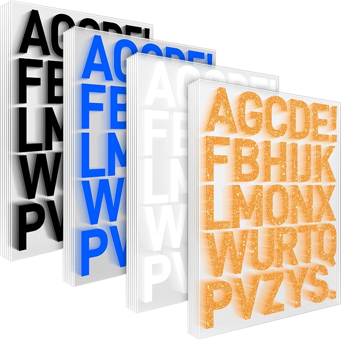 24 Sheets Iron on Letters, Heat Transfer Iron-On Letters