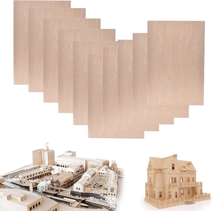 10 Pack Basswood Sheet, 1/16 X 8 X 12 Inch Thin Plywood Wood Sheets