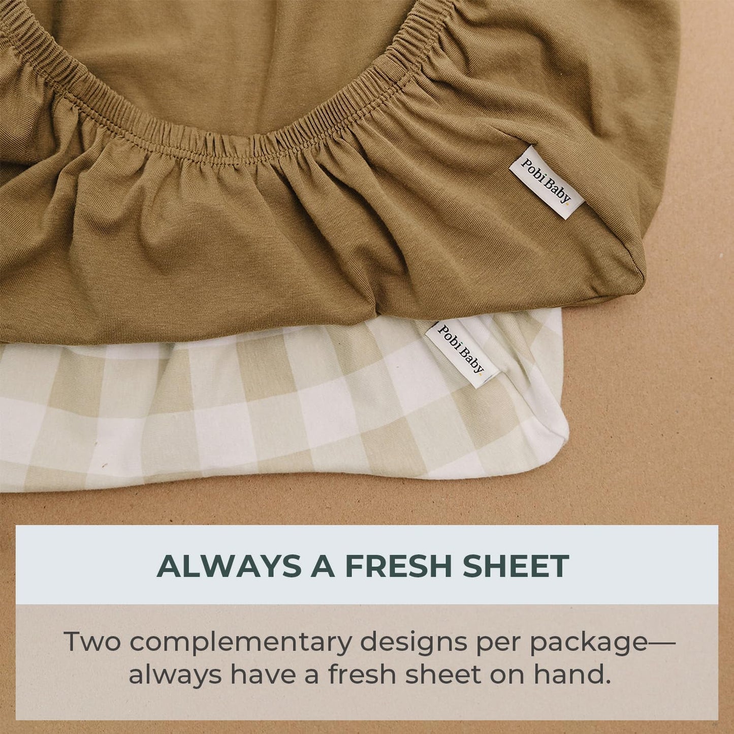Pobibaby – 2 Pack Premium Changing Pad Covers for Boys, Ultra-Soft Breathable Cotton Diaper Changing Table Covers – Neutral Nursery Changing Pad Sheets for Baby (Gingham Khaki)