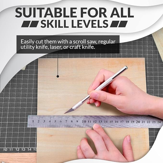 Basswood Sheets for Crafts 1/8 inch, 3mm Plywood Sheets for Laser Cutting