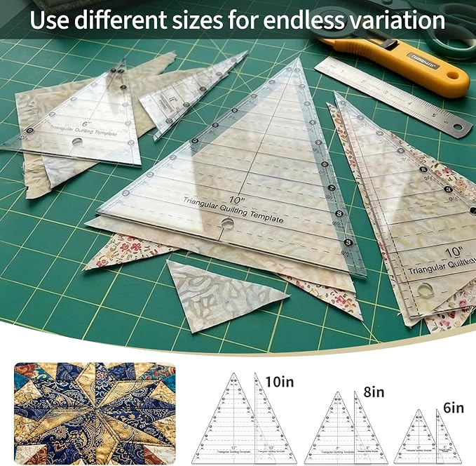 6 Pcs Tall Triangle Acrylic Quilting Templates Set