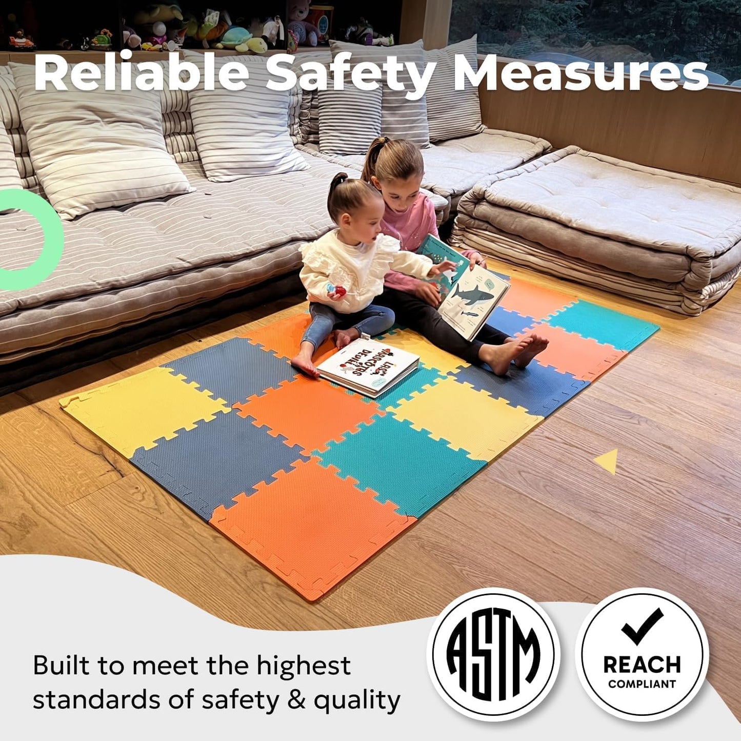 MioTetto Baby Play Mat, Soft Foam Floor Tiles for Kids. Adjustable Interlocking Foam Tiles, Fits with 50x50 Playpen Baby mat for Crawling & Development, Safe & Non-Toxic Playmat for Babies 6-12 Months