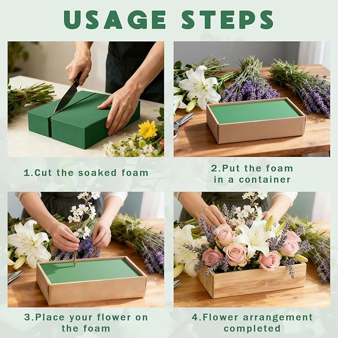 Prashent 3 Pcs Large Floral Foam Blocks, Wet & Dry Green Foam