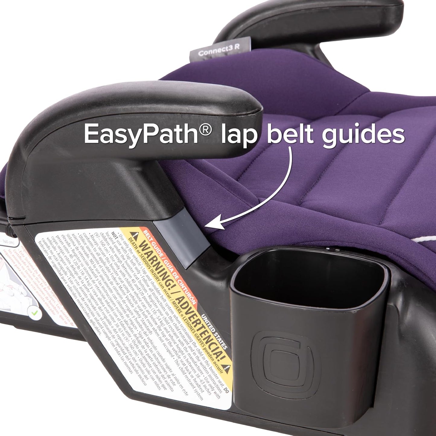 Diono Connect3 R Backless Booster Pack of 2, Slim Fit 3-Across in Many Mid-Sized Sedans and SUVs, for Children from 40-120 lbs., Lightweight with Cupholder, Purple Wildberry