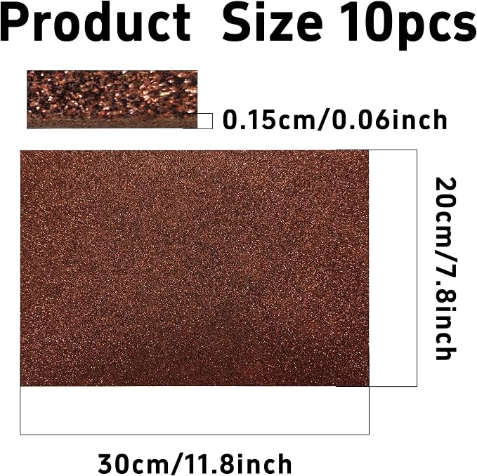 pson 10Pcs 7.8 x 11.8 Inch Shiny Self-Adhesive EVA Foam Sheets