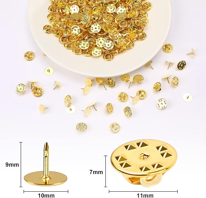 JANYUN 120 Pairs Butterfly Clutch Tie Tacks Safety Keepers Pin Back | Gold