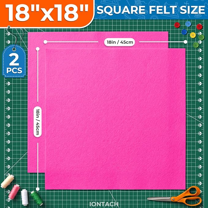 IONTACH 18" X 18" Soft Felt Sheets 1.6mm Thick | Acrylic Felt Fabric Sheets