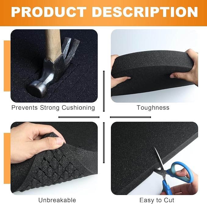 Eunice 4Pcs 16 x 12 x 0.4 Inch Polyurethane Foam Sheets & 4Pcs 16 x 12 x 2 Inch
