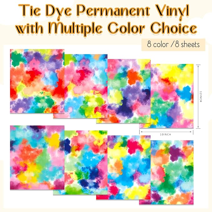 Tintnut Tie Dye Permanent Vinyl 8 Sheets 12"x10" Easter Adhesive Vinyl |