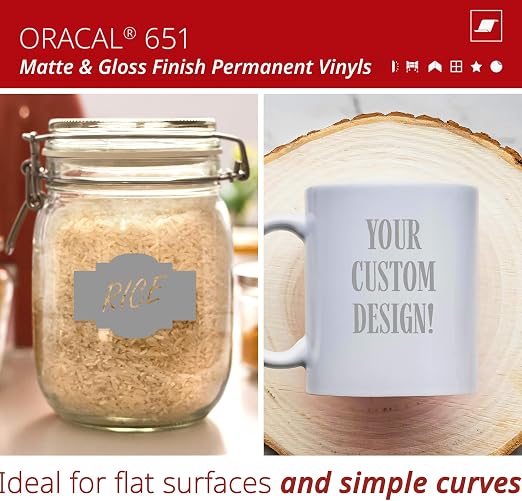 ORACAL 651 Matte Grey Vinyl Durable Roll Easy to Weed Permanent Adhesive Craft