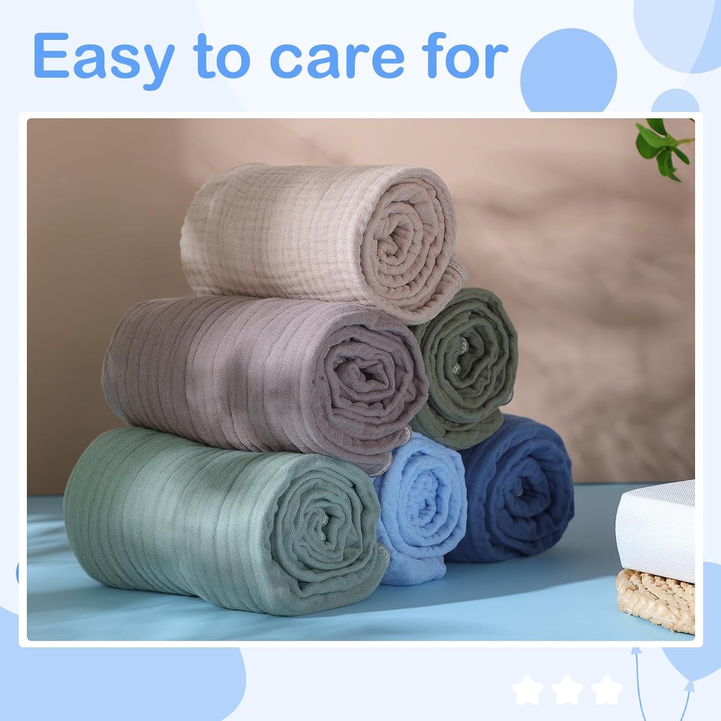 Peryiter 6 Pcs Muslin Hooded Baby Towels, 32"x 32" Cotton Newborn Bath Towel Muslin Infant Baby Blankets Absorbent Unisex Newborn Registry Gift Essentials for Girls Boys (Green Series)