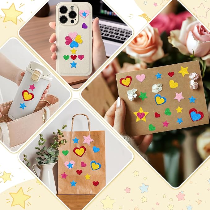 Foam Stickers, 7 Sheets 3D Glitter Foam Heart Stickers