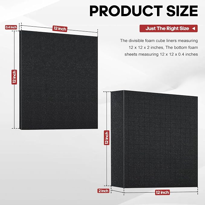 YIYITOOLS 4PCS Pick Apart Foam Insert, Dual-Thickness Case Foam Insert Kit