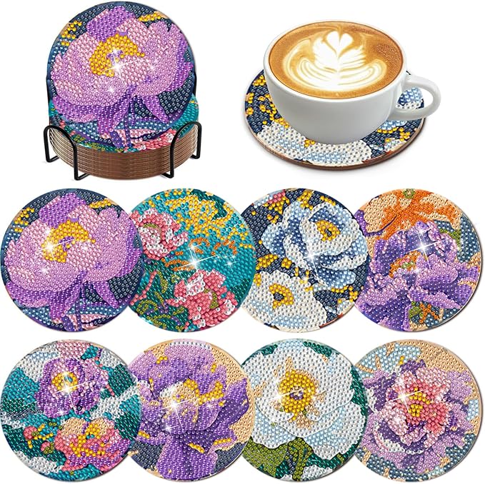 EWJRNSF 8 PCS Diamond Art Coasters Kit