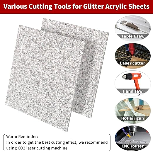 2 PCS 10 x 10 inch Glitter Colored Plexiglass Acrylic Sheets