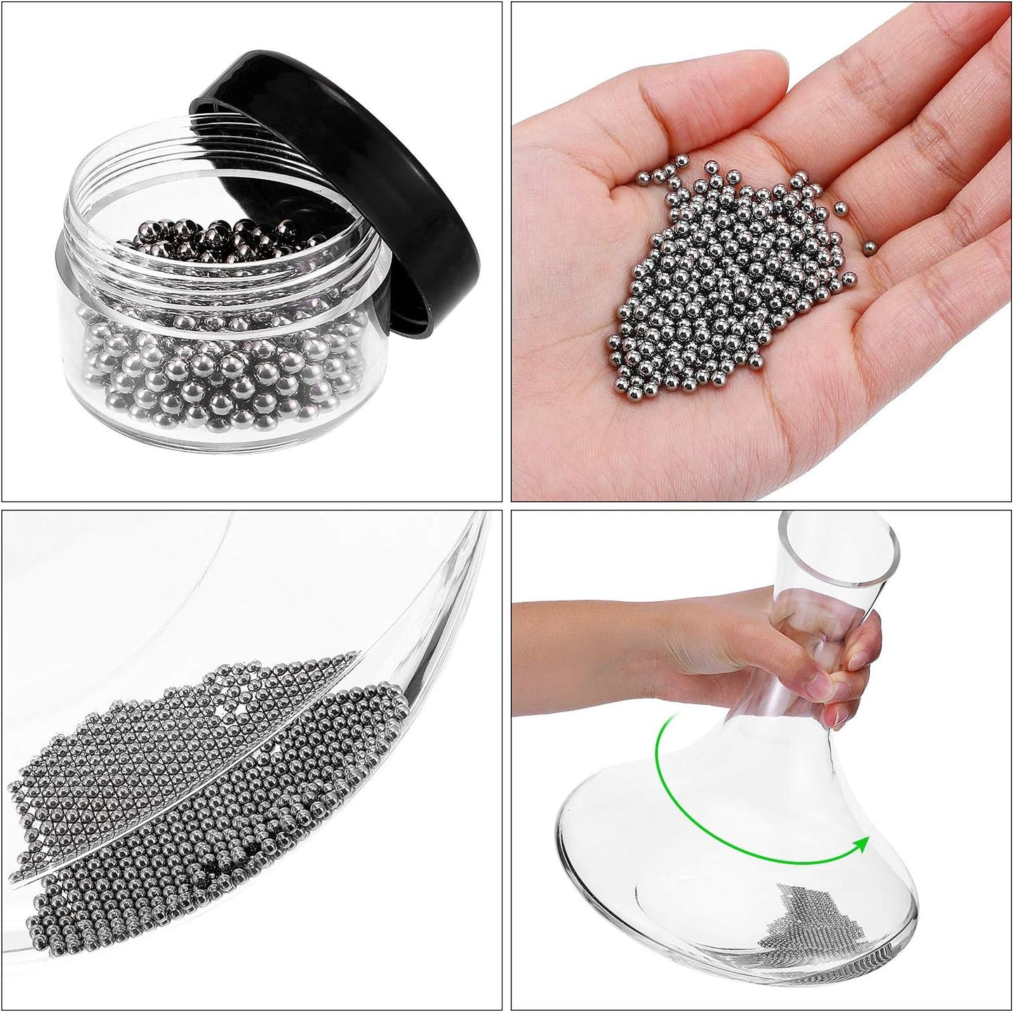3 Pieces Decanter Cleaning Brush Flexible Bottle Scourer and 400 Pieces Reusable Decanter Cleaning Beads Household Cleaning Tools for Wine Decanters Goblets Glasses Cups (Blue Handle)