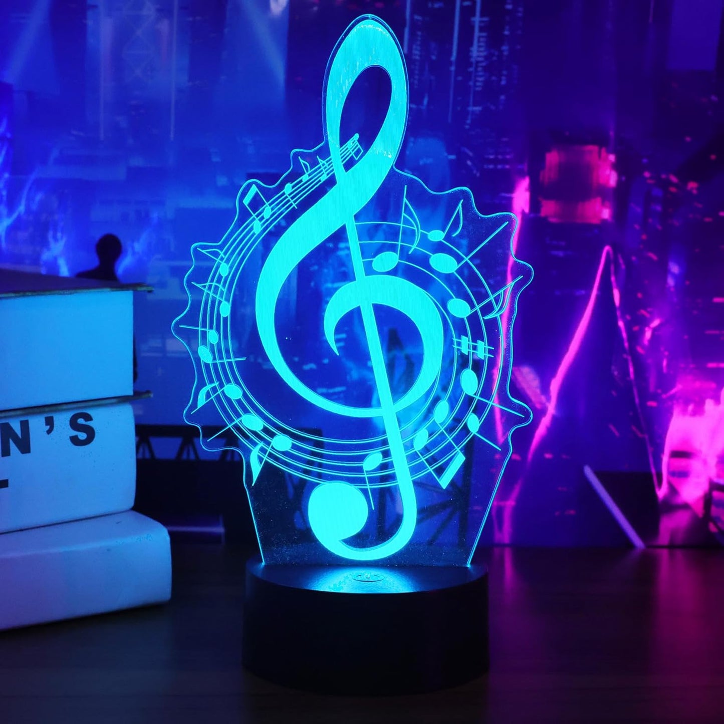 Music Note Gifts for Girls, 3D Illusion Lamp, 3D Music Night Light with 16 Colors Remote and Touch Control, Music Note Decor for Kids Room, Girls Birthday Gifts, FS-2810-9999
