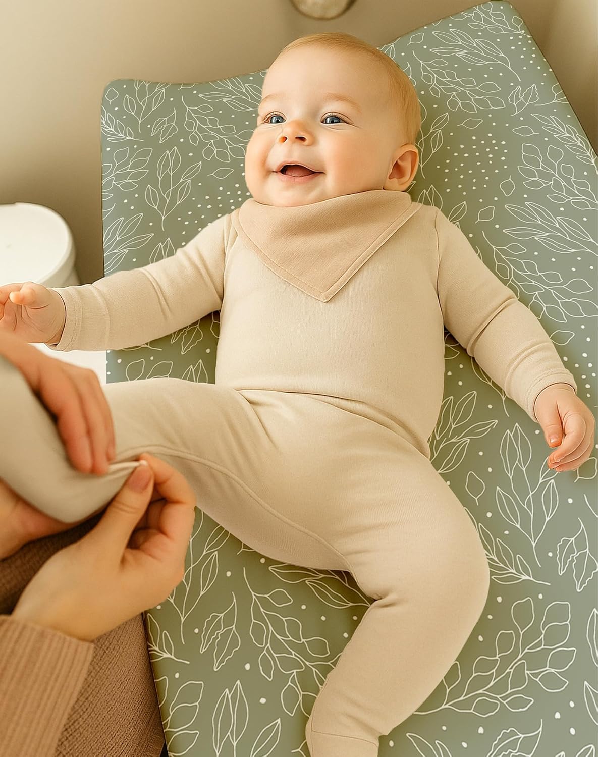 Changing Pad Cover for Baby Boys Girls 2 Pack, Fits Standard 32”×16” Changing Table Pads, Silky Breathable Stretch Knit, Machine Washable (Sage Trail)