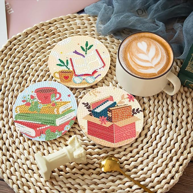 8 Pcs Book Diamond Art Coasters Kit