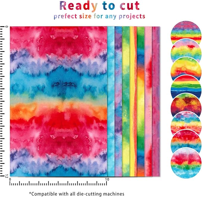 Tintnut Rainbow Watercolor Heat Transfer Vinyl, PU HTV sheets, easy cut & weed
