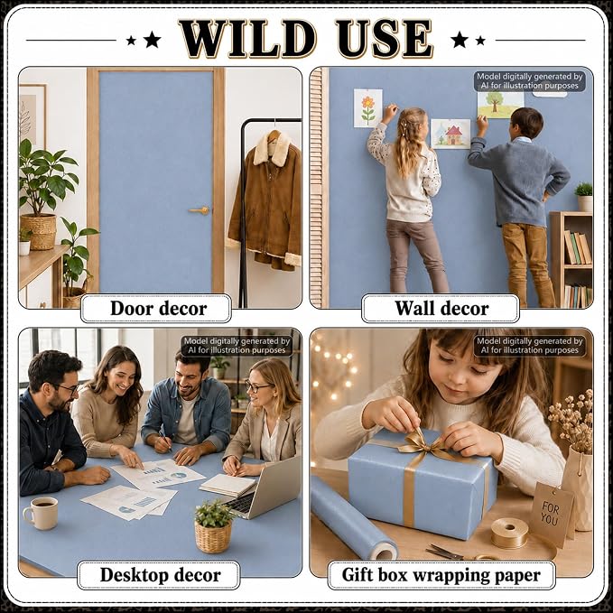 Cottage Blue Buffalo Bulletin Board Roll Non-Woven Fabric Poster 16inX12ft |