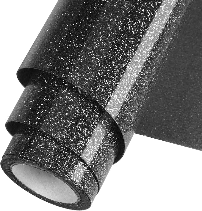 Black Glitter HTV Heat Transfer Vinyl Roll 12inch x 5 ft