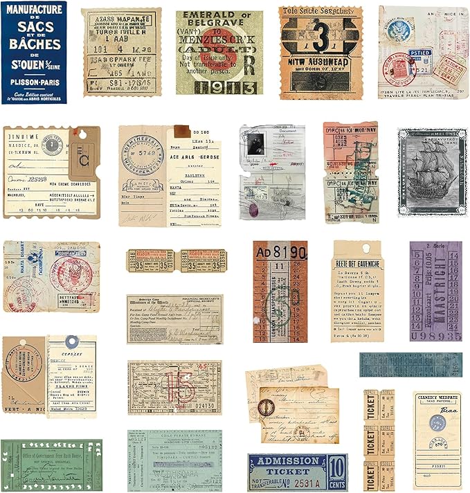 PRSTINCOL 100Pcs Vintage Sticker Pack