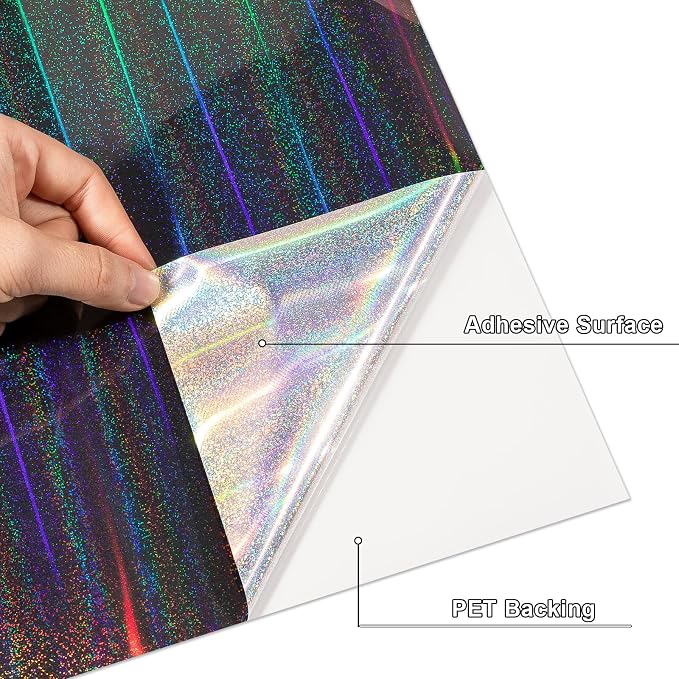 VINYL FROG Holographic Adhesive Vinyl Roll 12" x5ft Glitter Grey Permanent