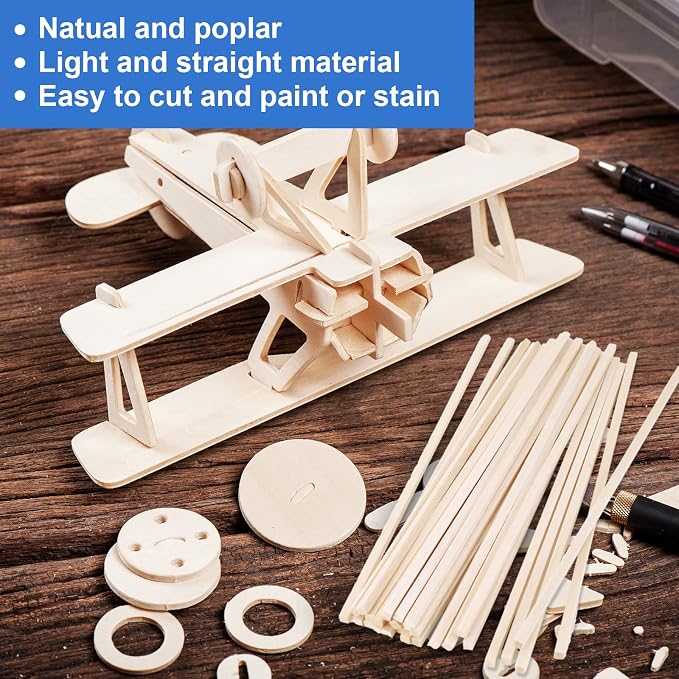 222Pcs Balsa Wood Sticks Variety Wood Strips Balsa Square Wooden Dowels Rod |