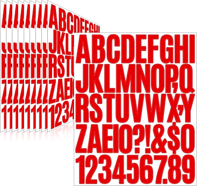 Letter Stickers, Mailbox Numbers, 2 Inch Waterproof Vinyl Alphabet | 2 Inch Red
