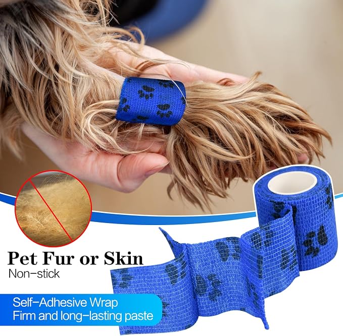 6pcs 3" Self Adhesive Bandage Wraps Paw Prints A |