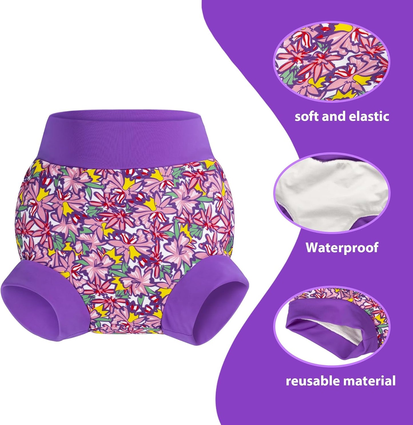 BIG ELEPHANT Baby Swim Diapers 3/6 Pack – Reusable Waterproof Diapers, Soft Breathable Swimwear for Boys and Girls