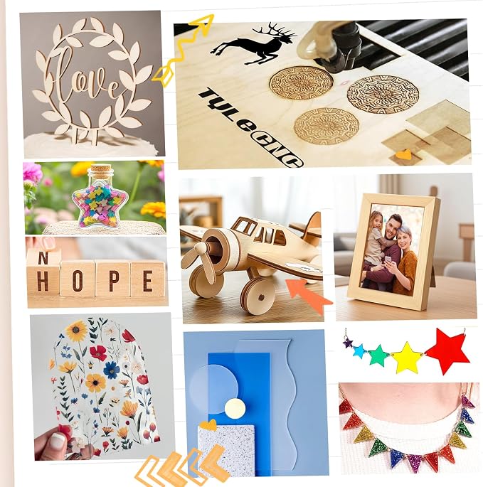 Adrattnay Laser Material Explore Kit, 46 Kinds Blanks Includes Basswood
