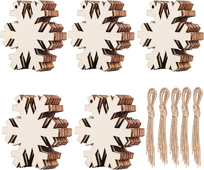 Unfinished Wooden Christmas Ornaments-Tmflexe 50-Pack Paintable Blank Xmas Tree