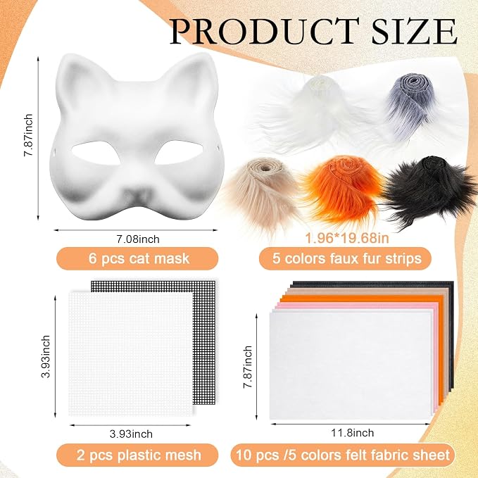 Seenelling DIY Therian Mask Kit Blank Cat Mask
