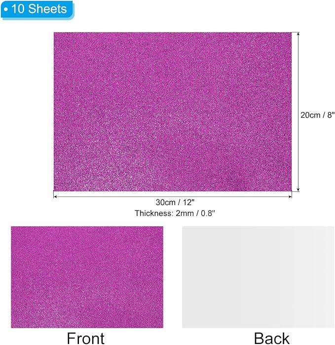 PATIKIL Purple Shiny EVA Glitter Foam Sheet 11 x 8 Inch 2mm Thick