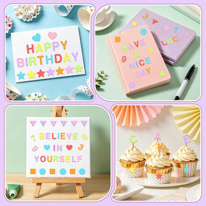 1328 PCS Foam Letter Stickers, Foam Alphabet Number Shape Stickers, Self